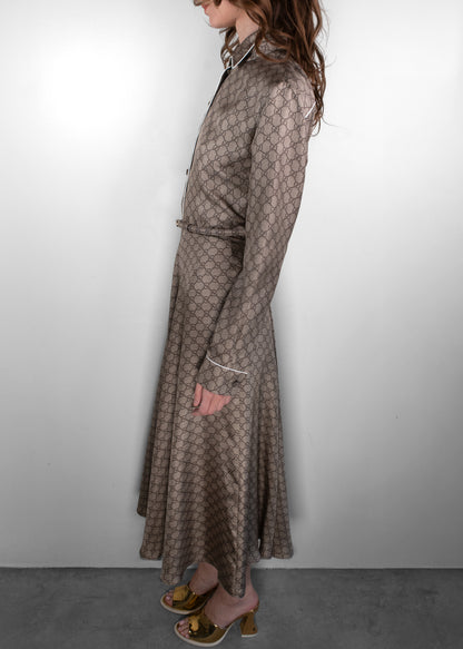Gucci Button Down Grey Monogram Dress