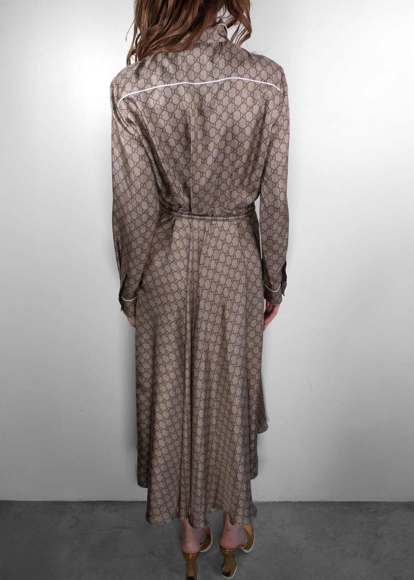 Gucci Button Down Grey Monogram Dress