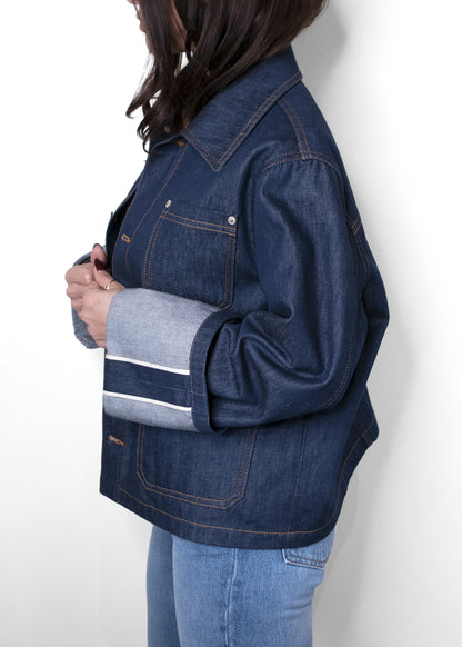 Loewe Blue Denim Turn-up Boxy Patch Pocket Jacket