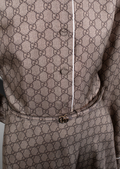 Gucci Button Down Grey Monogram Dress