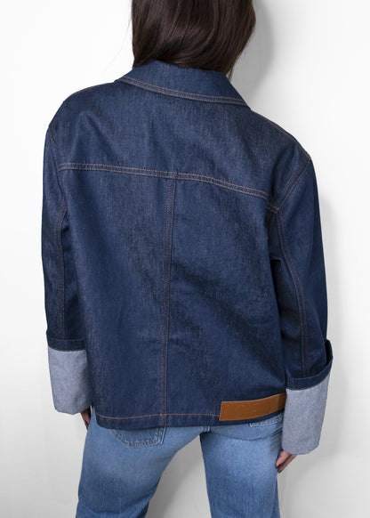 Loewe Blue Denim Turn-up Boxy Patch Pocket Jacket