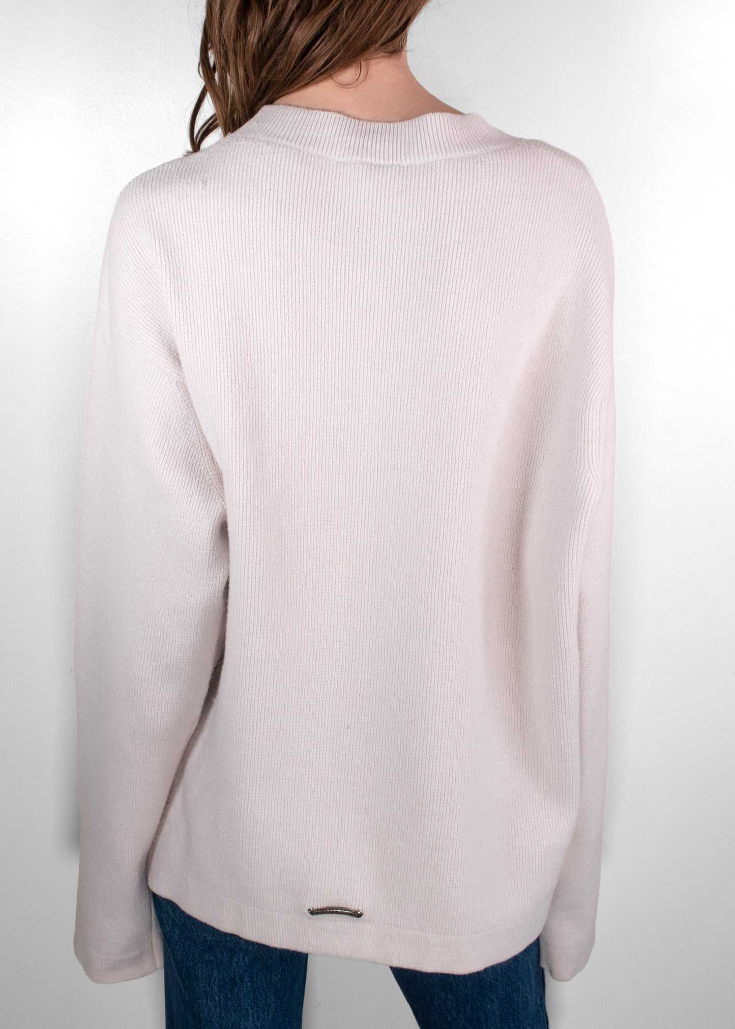 Chrome Hearts Dagger Embroidered Beige Cashmere Knit Sweater