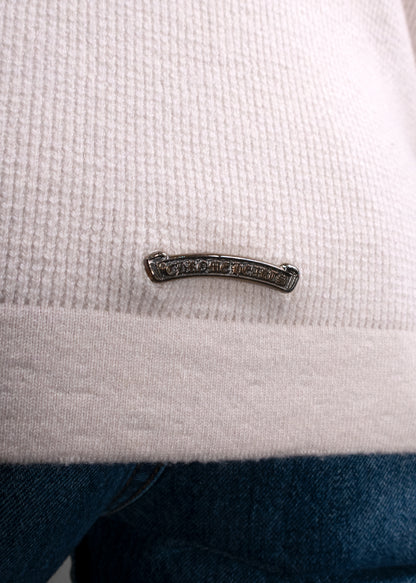 Chrome Hearts Dagger Embroidered Beige Cashmere Knit Sweater