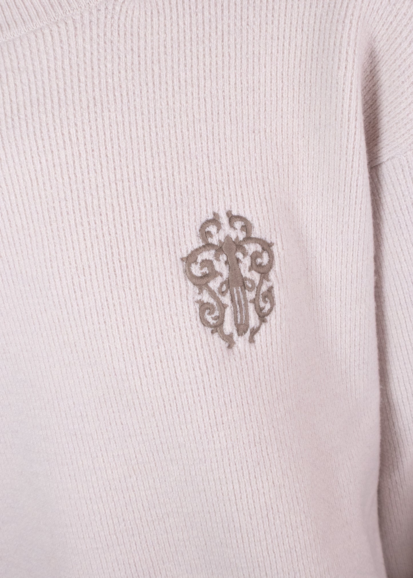 Chrome Hearts Dagger Embroidered Beige Cashmere Knit Sweater