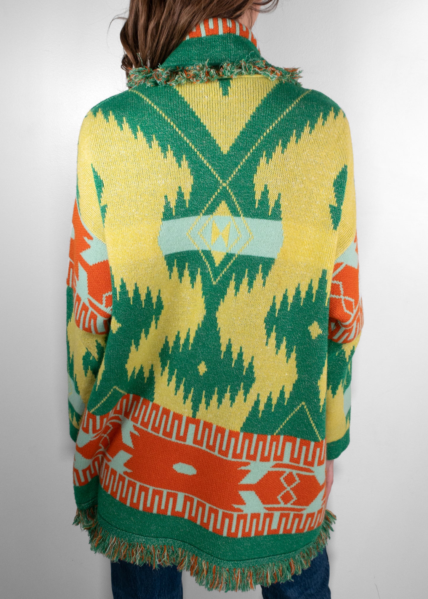 Alanui Aztec Print Fringe Trim Cardigan