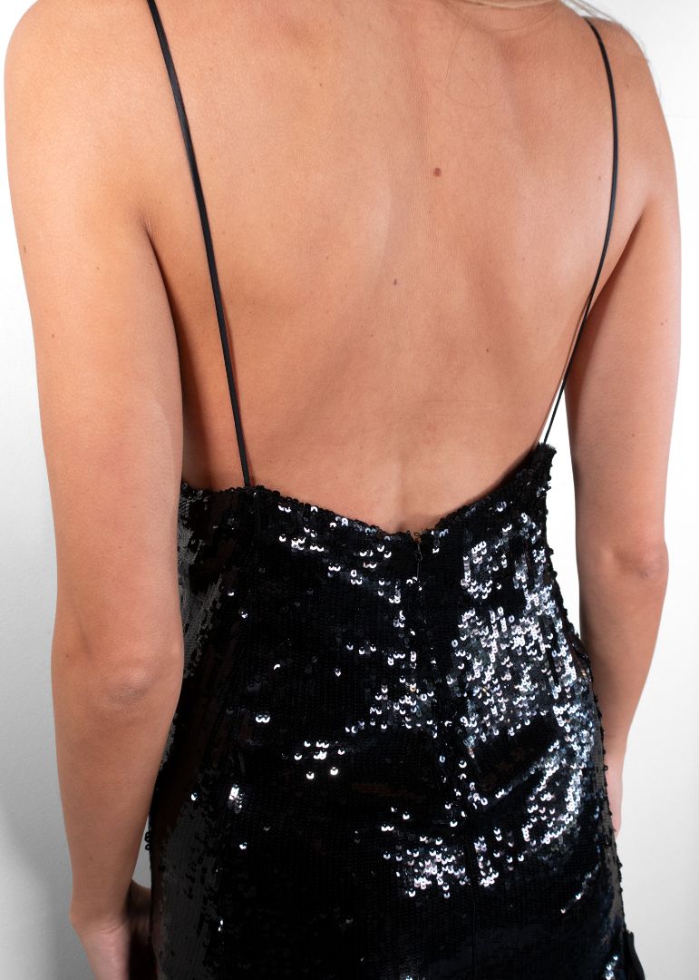 Khaite Black Sequin Maxi Dress