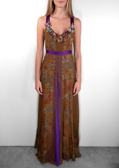 Etro Floral Print Silk Maxi Gown