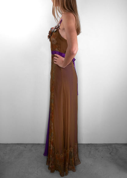 Etro Floral Print Silk Maxi Gown