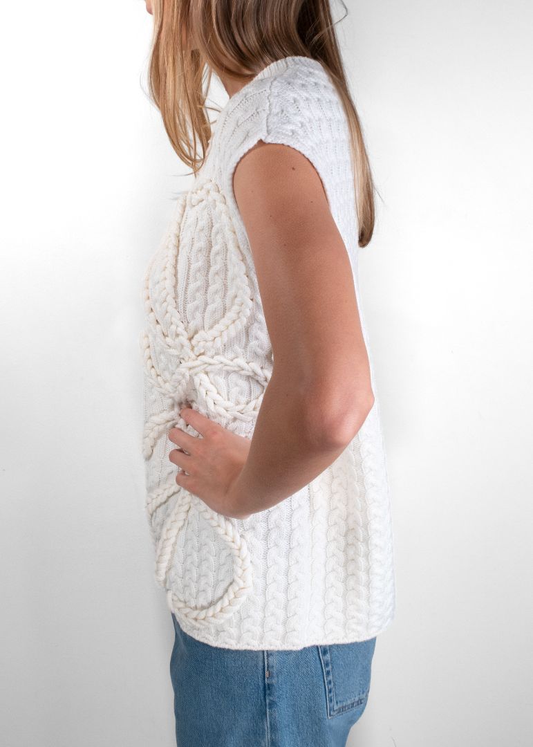 Loewe Ivory Anagram Cable Knit Wool Vest