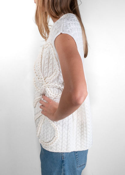 Loewe Ivory Anagram Cable Knit Wool Vest