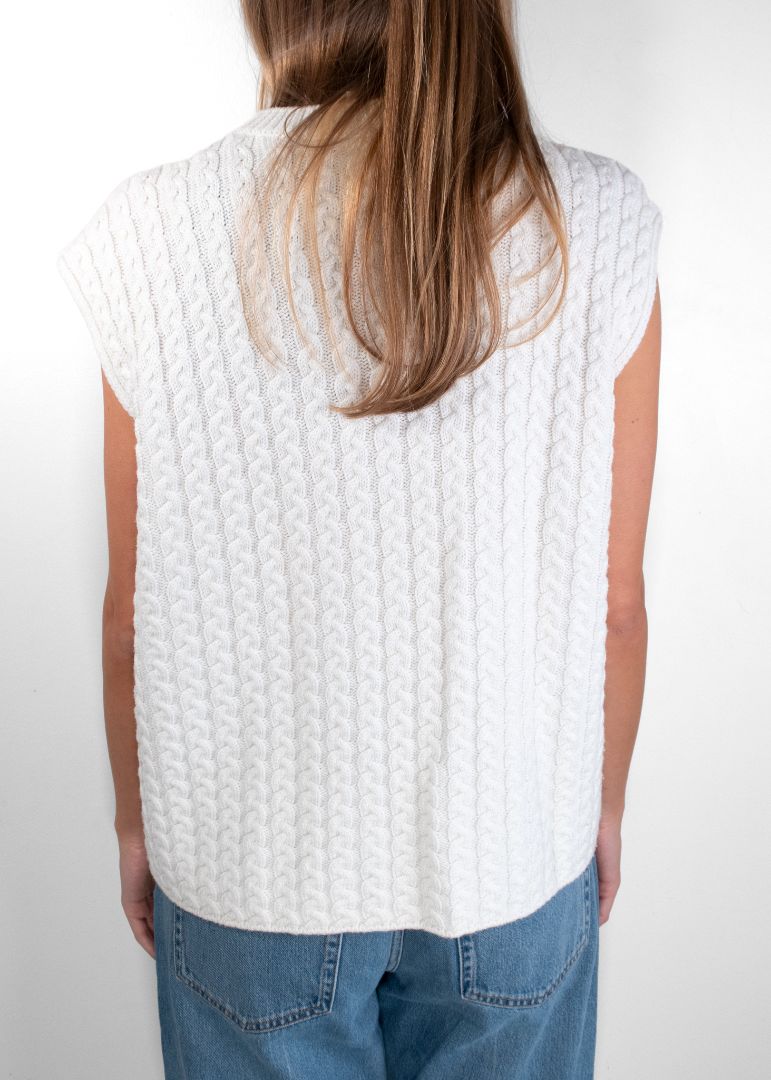 Loewe Ivory Anagram Cable Knit Wool Vest