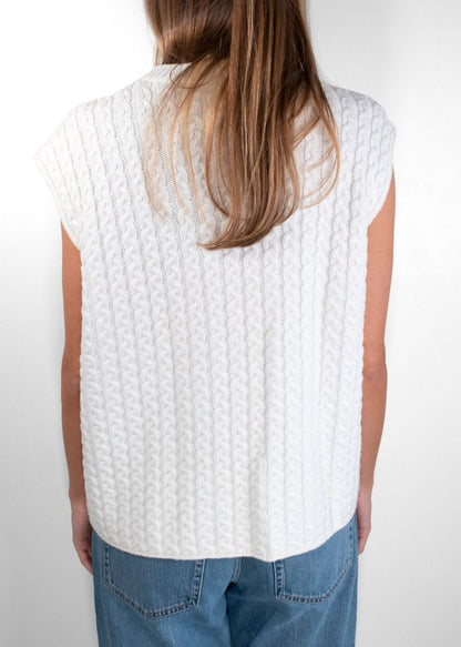 Loewe Ivory Anagram Cable Knit Wool Vest