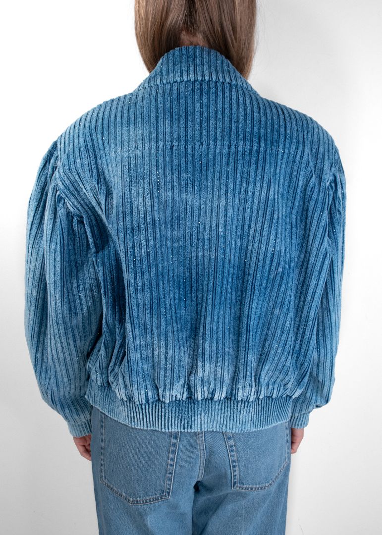Chanel Dusty Blue Metiers D'art Corduroy Jacket