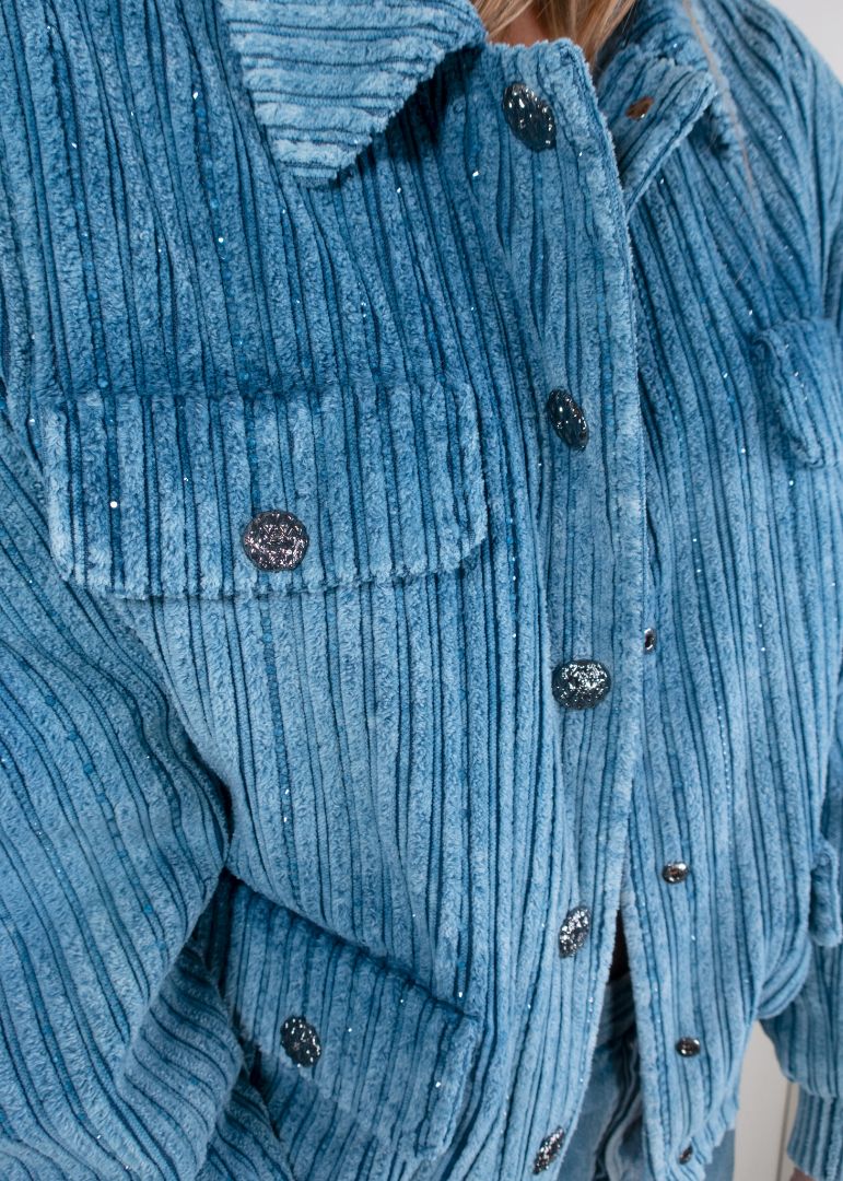 Chanel Dusty Blue Metiers D'art Corduroy Jacket