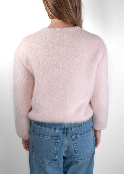Celine Light Pale Pink Fuzzy Mohair Cropped Jacket