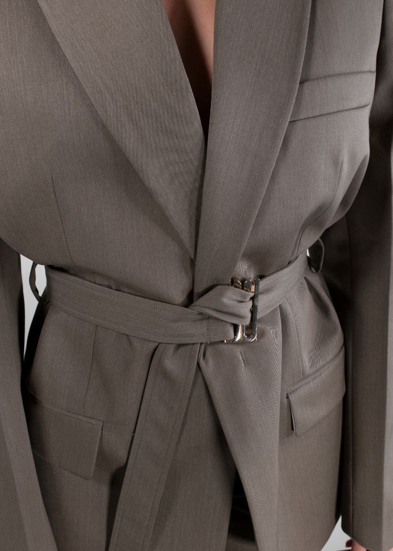 Victoria Beckham Olive Green Pant And Blazer Set