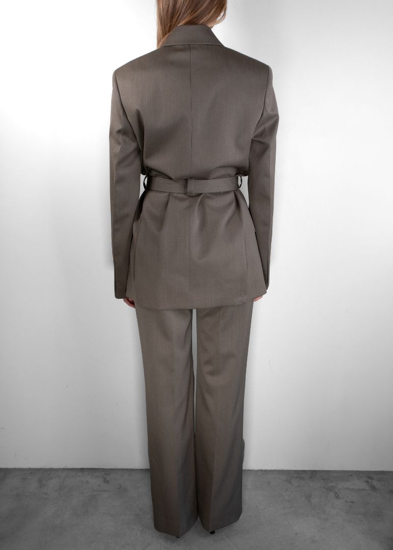 Victoria Beckham Olive Green Pant And Blazer Set