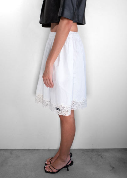 Miu Miu White Lace Trim Mini Skirt