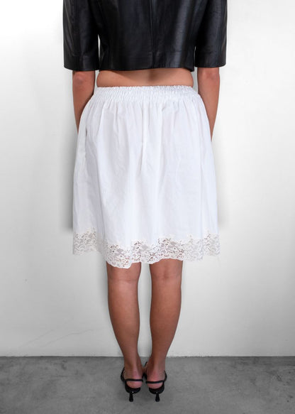 Miu Miu White Lace Trim Mini Skirt