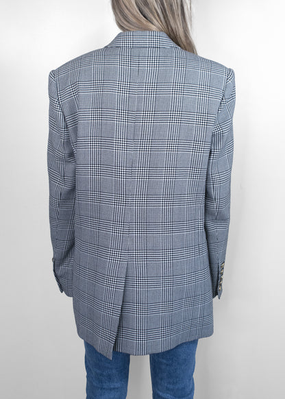 Balmain Black Checked Wool Double-Breasted Blazer