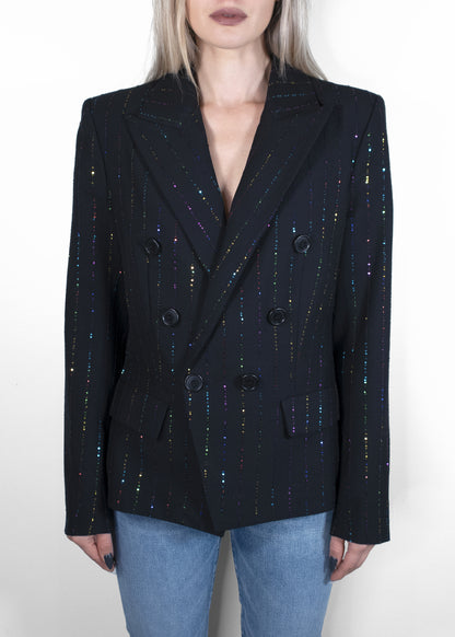 Alexandre Vauthier Sequin Pinstripe Long Oversized Blazer