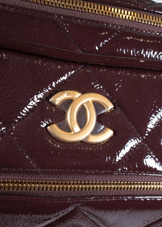 Chanel Burgundy Patent Leather Travel Bag