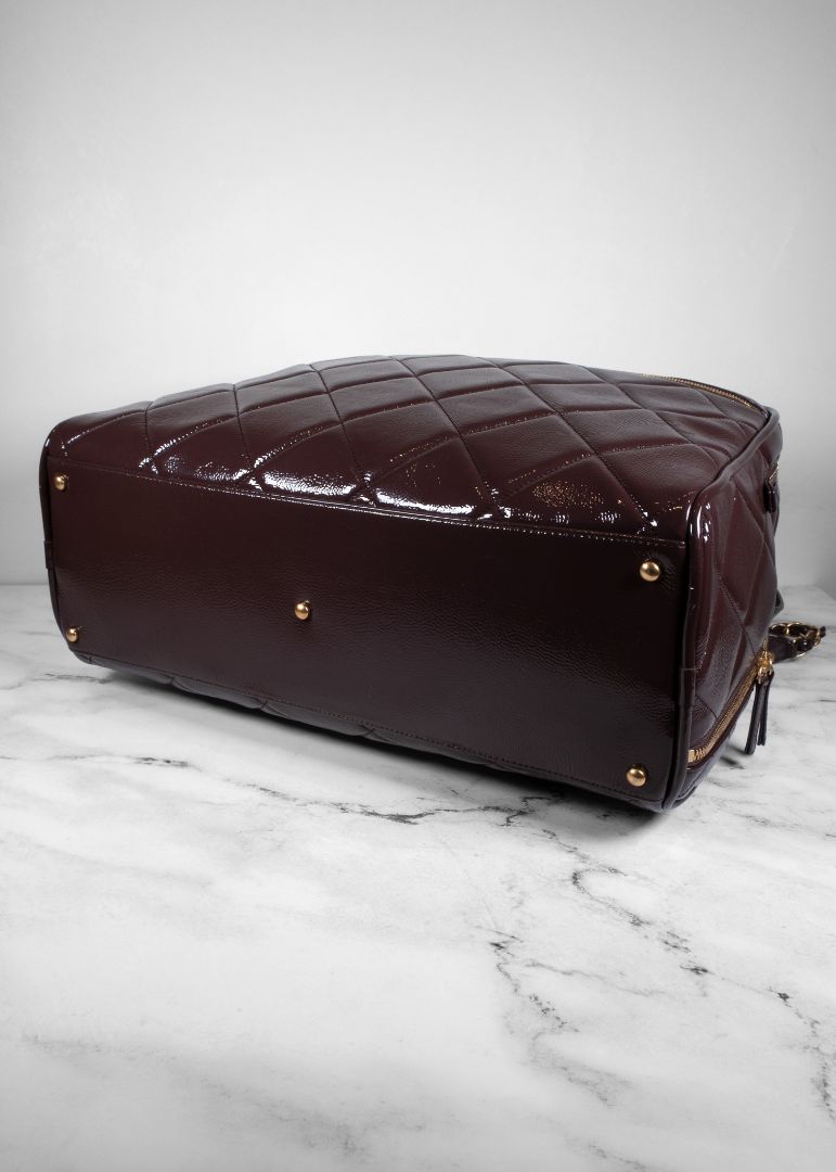 Chanel Burgundy Patent Leather Travel Bag