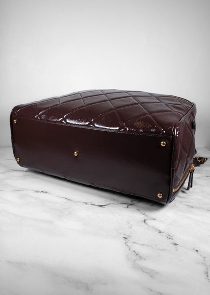 Chanel Burgundy Patent Leather Travel Bag