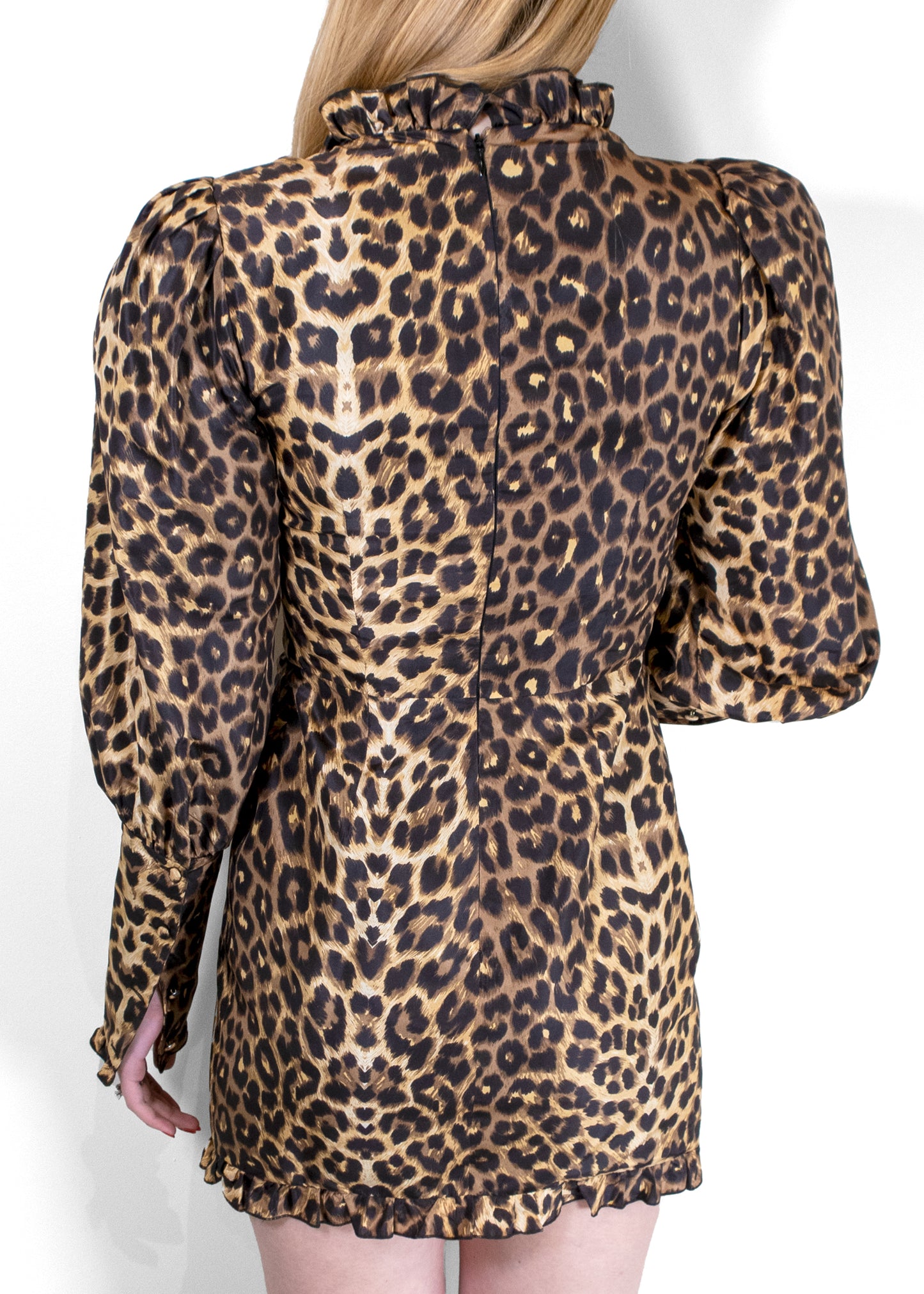 Alessandra Rich Leopard Printed Gathered Dress