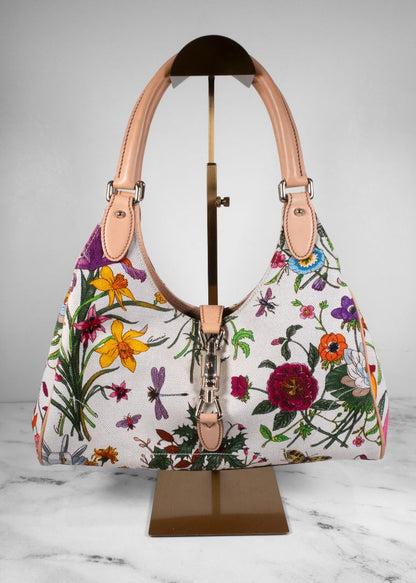 Gucci Floral Canvas Hobo Bag