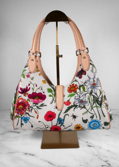 Gucci Floral Canvas Hobo Bag