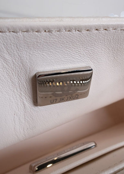 Chanel White And Black Sequin Bow Mini Flap Bag With Silver Hardware