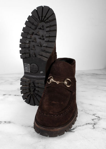 Gucci Horsebit Suede Ankle Boots