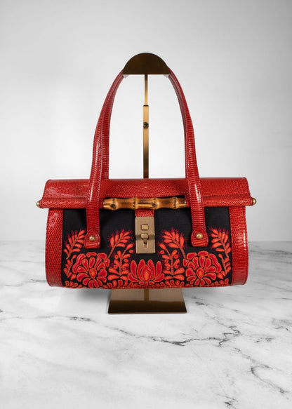 Gucci Tom Ford Embroidered Bamboo Bullet Bag