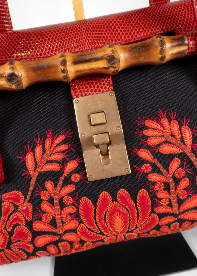 Gucci Tom Ford Embroidered Bamboo Bullet Bag