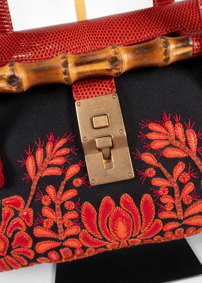 Gucci Tom Ford Embroidered Bamboo Bullet Bag