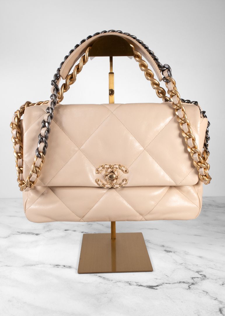 Chanel Nude Leather 19 Two Tone Chain Strap Bag