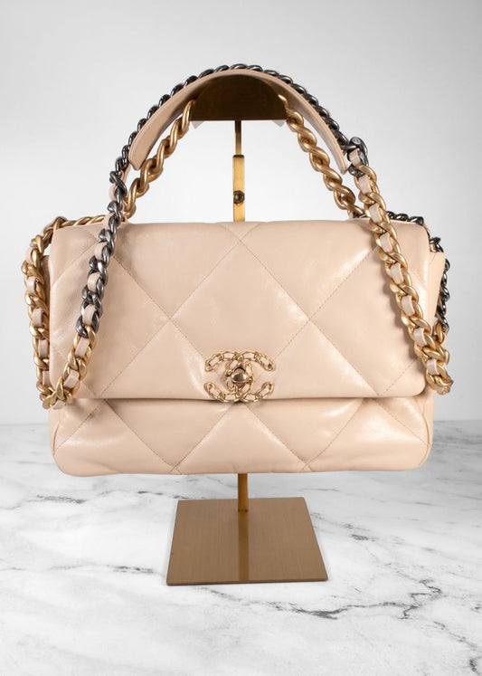 Chanel Nude Leather 19 Two Tone Chain Strap Bag