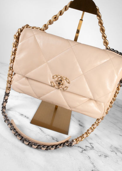 Chanel Nude Leather 19 Two Tone Chain Strap Bag