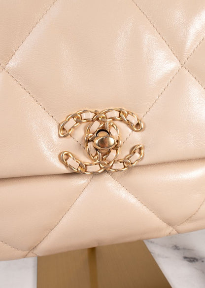 Chanel Nude Leather 19 Two Tone Chain Strap Bag