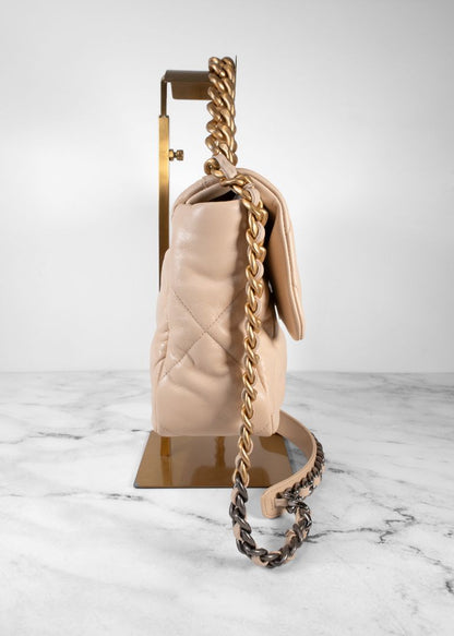 Chanel Nude Leather 19 Two Tone Chain Strap Bag