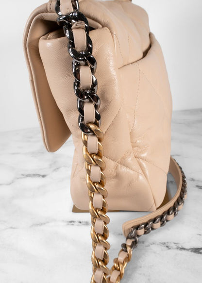 Chanel Nude Leather 19 Two Tone Chain Strap Bag
