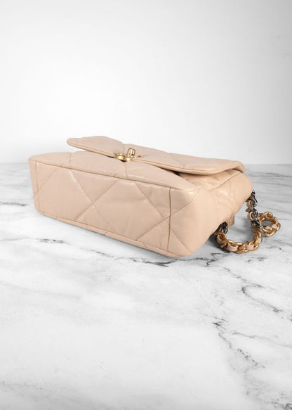 Chanel Nude Leather 19 Two Tone Chain Strap Bag