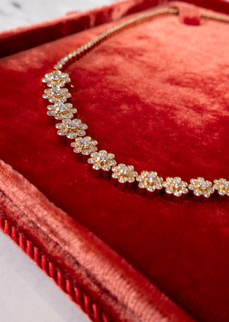 Sophie Bille Brahe Yellow And Diamond Fleur De Tennis Necklace