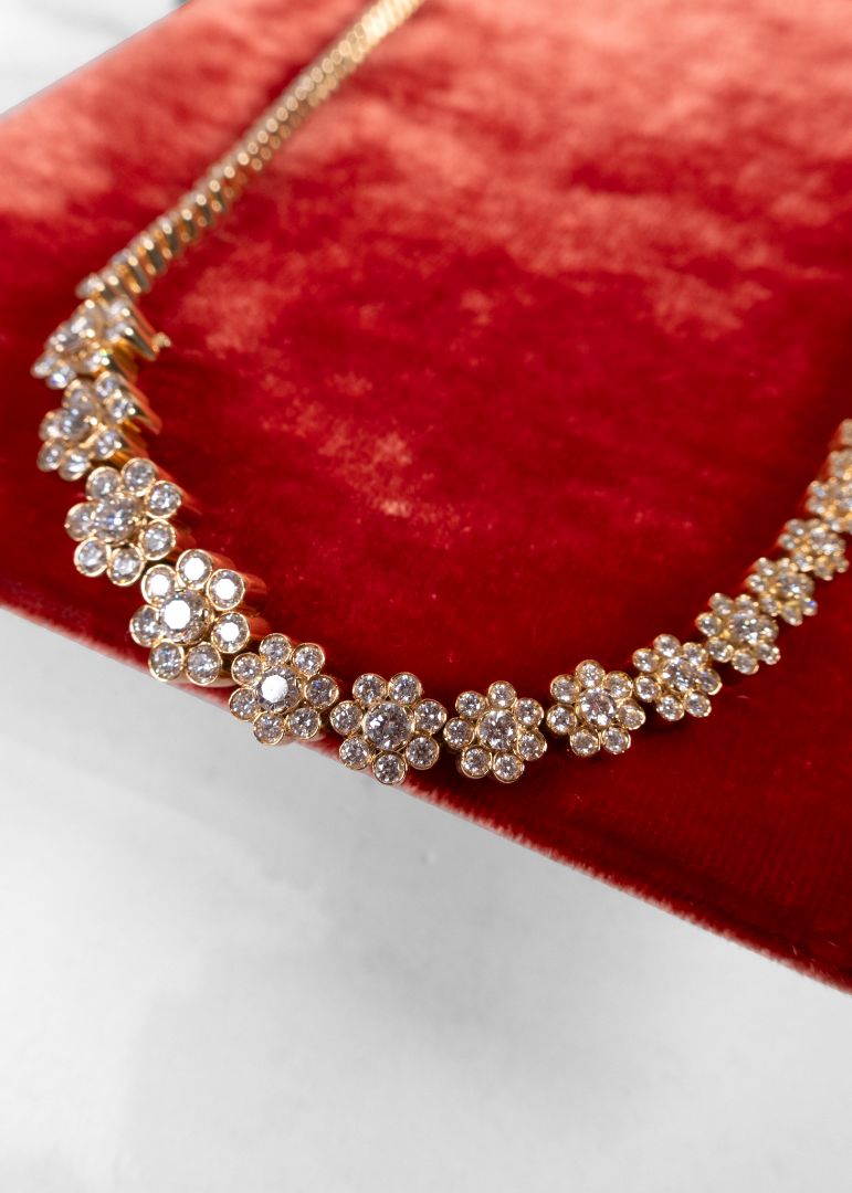 Sophie Bille Brahe Yellow And Diamond Fleur De Tennis Necklace
