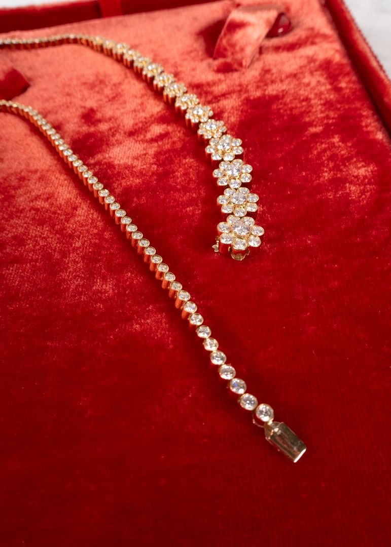 Sophie Bille Brahe Yellow And Diamond Fleur De Tennis Necklace