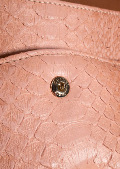 Chanel Pink Python Flap Bag With Gold Hardware