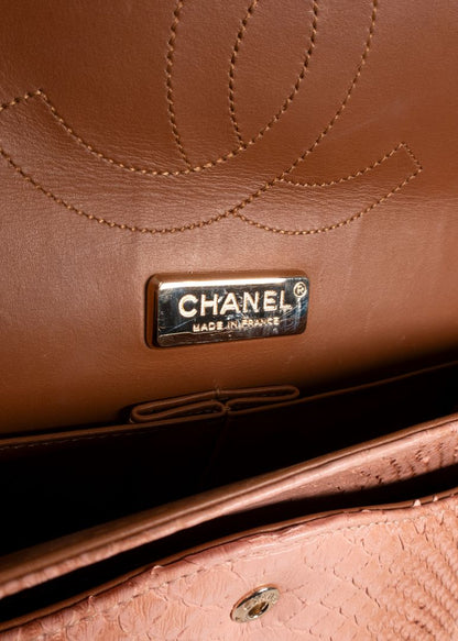 Chanel Pink Python Flap Bag With Gold Hardware
