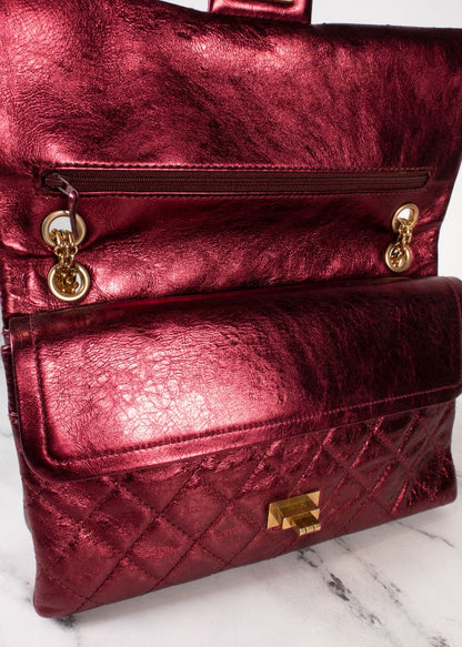 Chanel Metallic Burgundy Mademoiselle Shoulder Bag Brand New