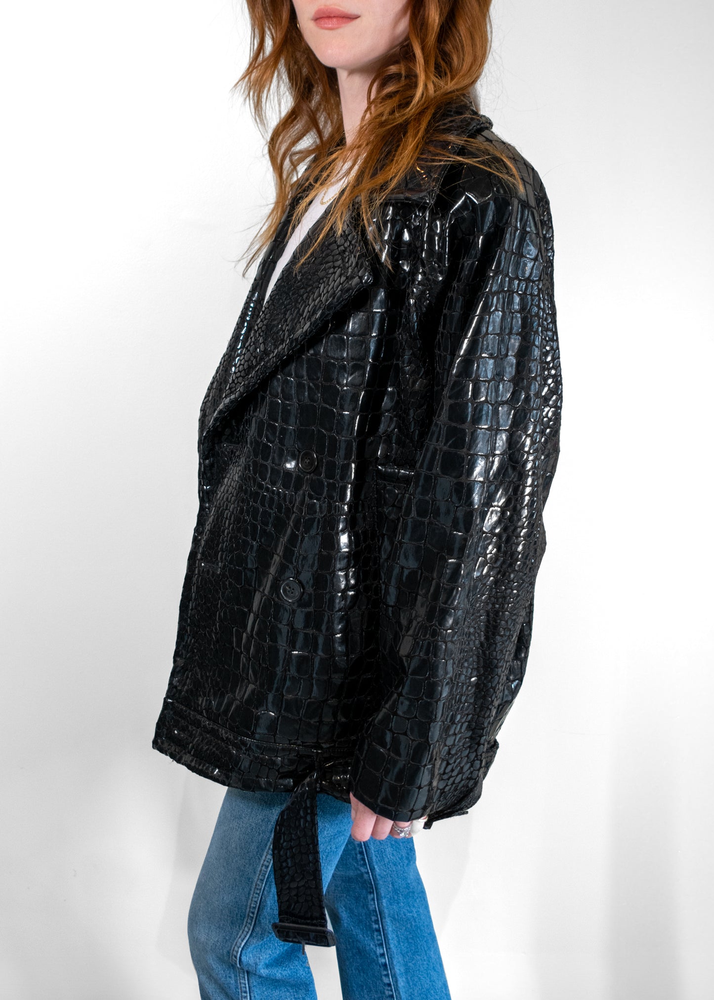 Saint Laurent Croc Embossed Lacquered Jacket